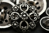 Silver Metal Shank Button Flower Swirl