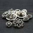 Silver Metal Shank Button Flower Swirl