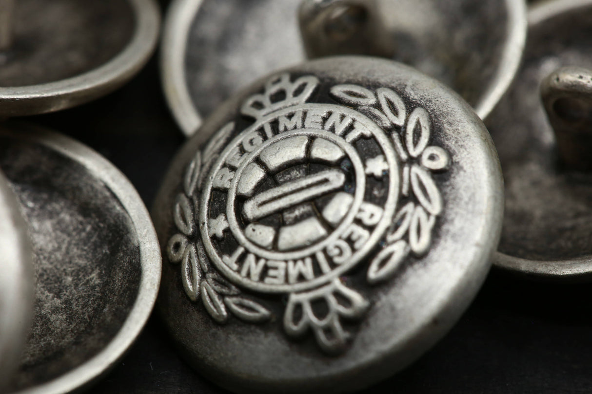 Silver Regiment Metal Shank Button 22 mm