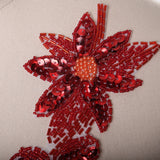 Flower Applique Red Beaded Sequined Iron-On