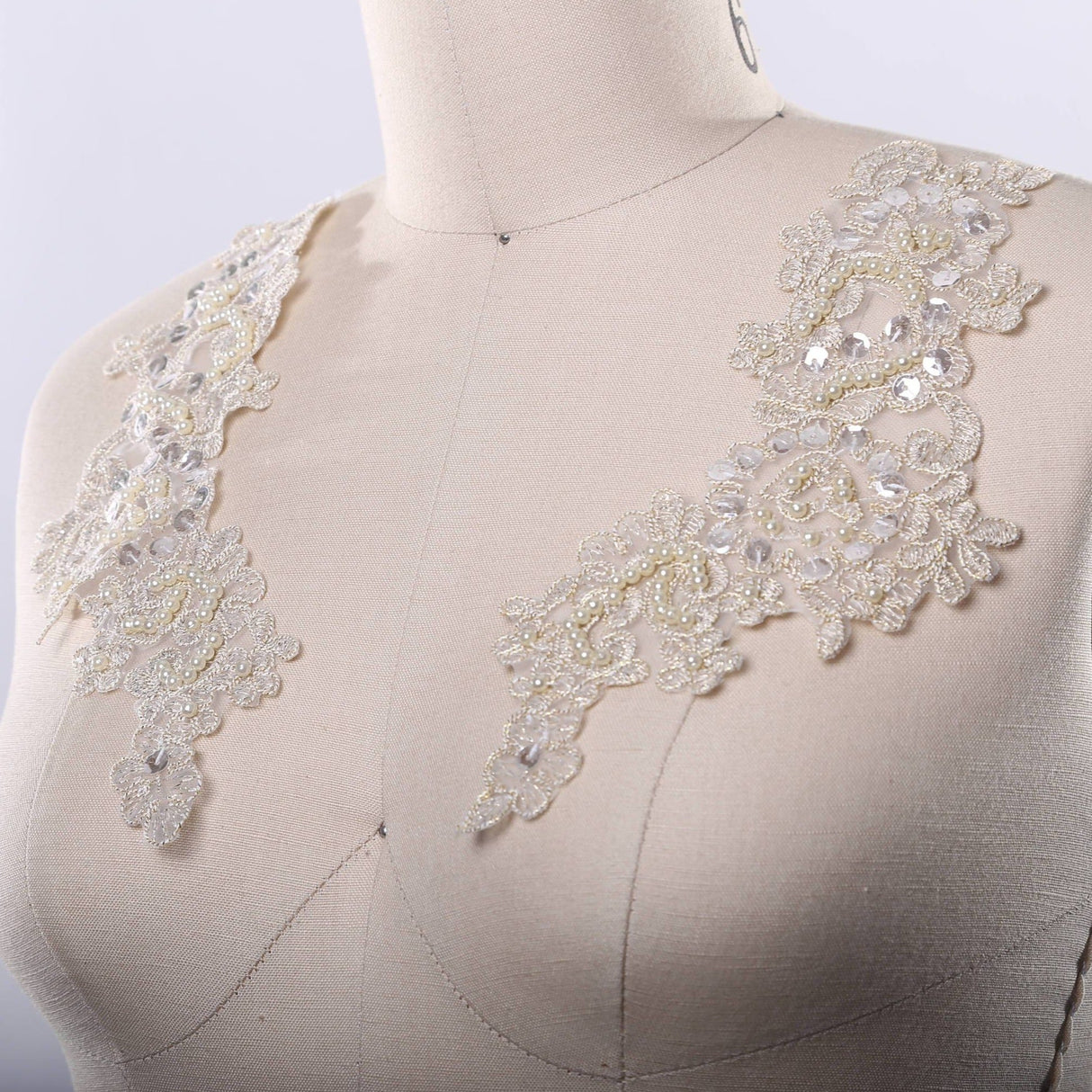 Lace Applique Antique Gold Champagne Beige