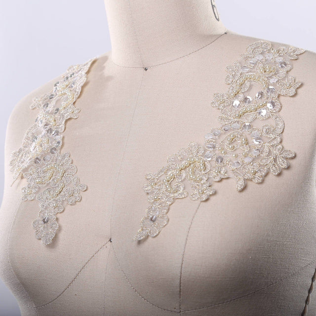 Lace Applique Antique Gold Champagne Beige