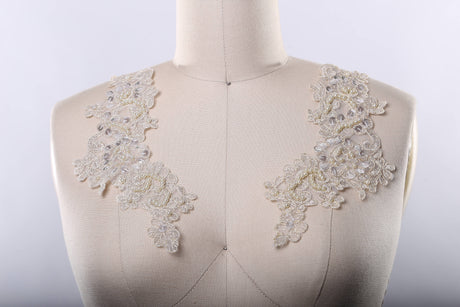 Lace Applique Antique Gold Champagne Beige