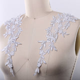 Lace Applique Elongated Leafs Silver