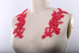 Beaded Lace Applique Coral Pink