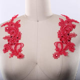 Beaded Lace Applique Coral Pink