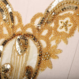 Beaded Sequined Neck Applique Gold