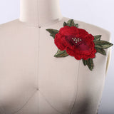Red Rose Flower Applique Patch