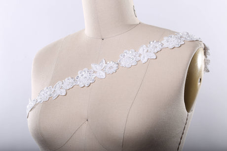 Beaded Lace Trim White Ivory 1.75in
