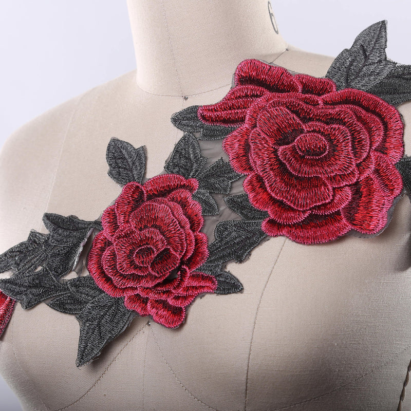 Flower Applique Embroidered Pink Olive