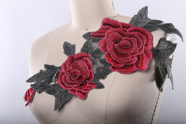Flower Applique Embroidered Pink Olive
