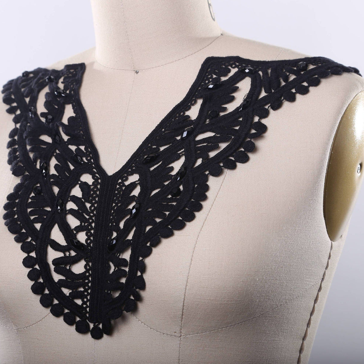 Black Cotton Neckline Applique