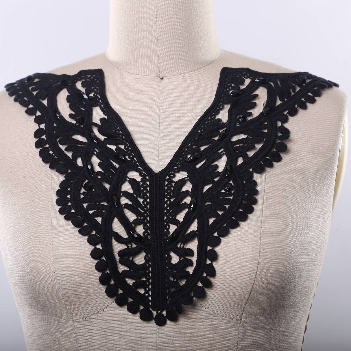 Black Cotton Neckline Applique