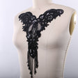 Beaded Applique Black Sweetheart Fringe