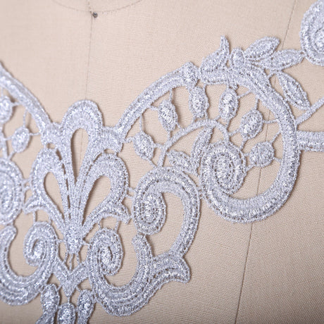 Silver Metallic Venice Lace Applique