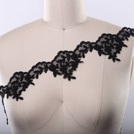 Black Beaded Lace Trim