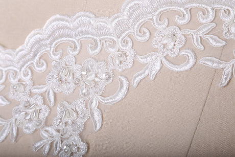 Beaded Floral Scalloped Bridal Lace Trim