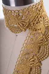 Metallic Floral Lace Trim Gold Silver