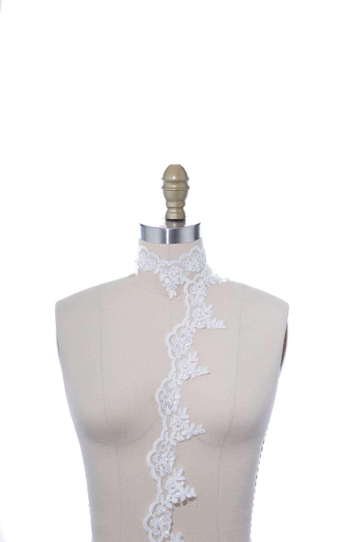Bridal Lace Trim White Silver Ivory