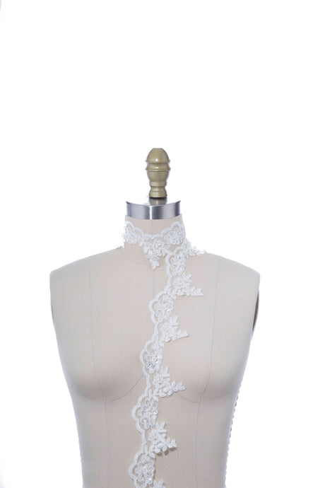 Bridal Lace Trim White Silver Ivory