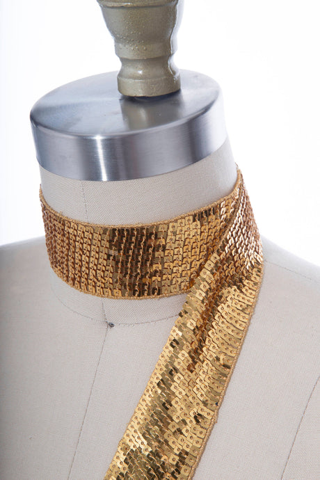 Sequin Ribbon Trim Gold 1.75 Inch