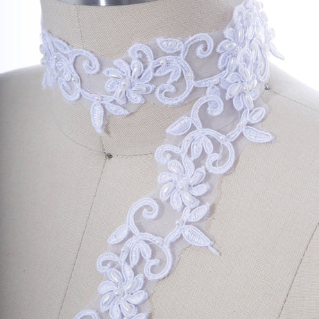 Bridal Beaded Lace Trim White 1.5"