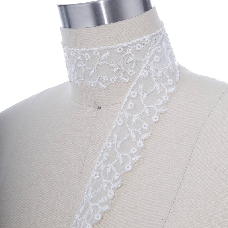 Bridal Lace Trim White Silver Alencon