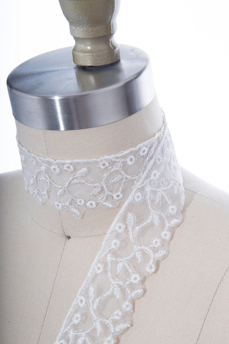 Bridal Lace Trim White Silver Alencon