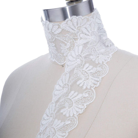 Bridal Lace Trim White Double Fan