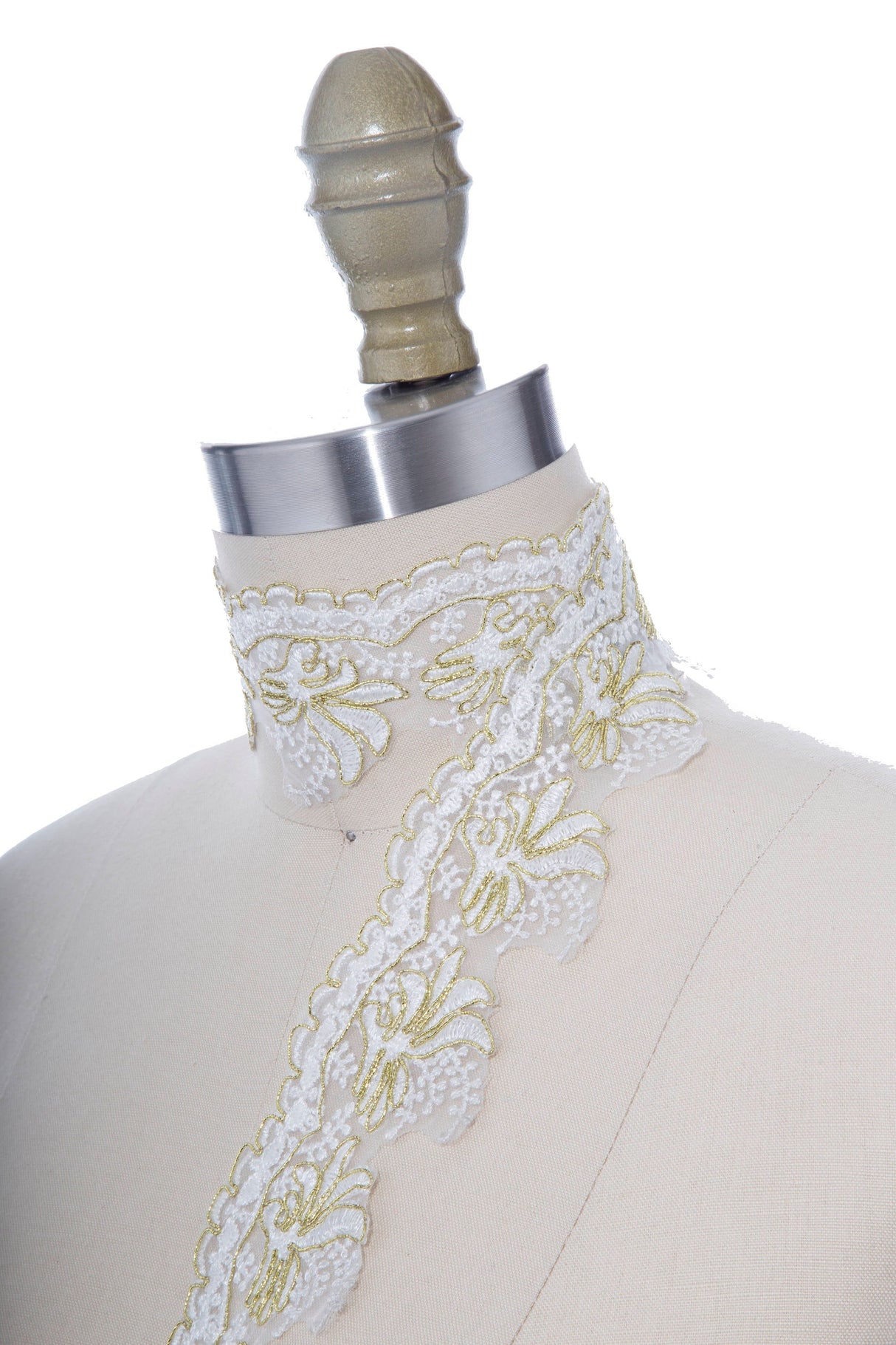 Bridal Lace Trim White Gold Silver