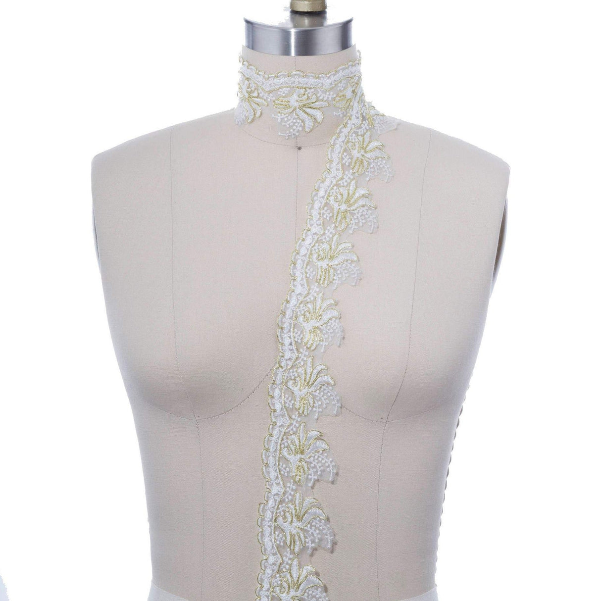 Bridal Lace Trim White Gold Silver