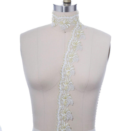 Bridal Lace Trim White Gold Silver