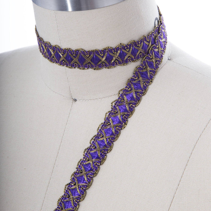 Gimp Trim Purple Antique Gold 5/8"