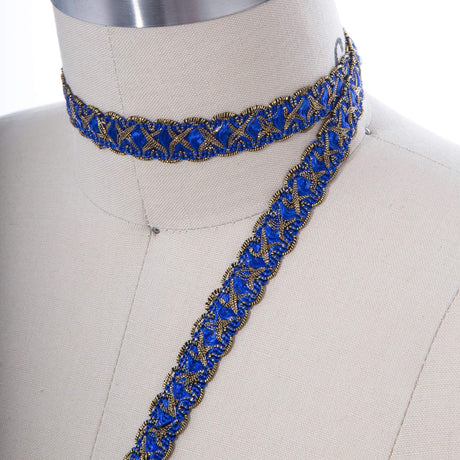 Gimp Trim Royal Blue Antique Gold 5/8"
