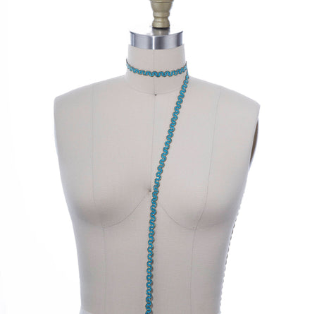 Gimp Trim Aqua Blue Gold 3/8 Inch