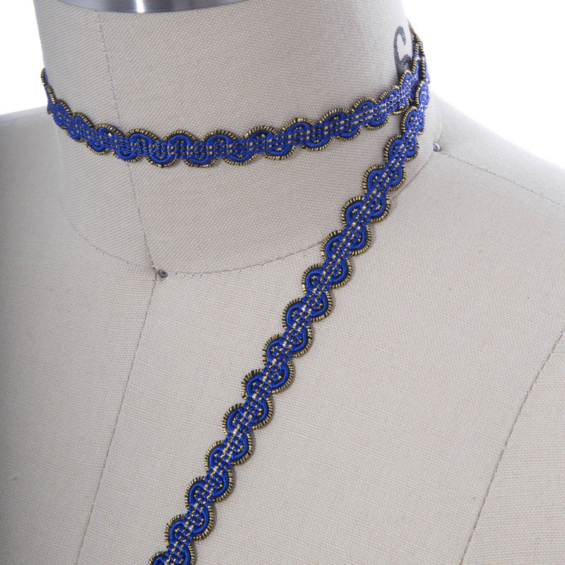 Gimp Trim Royal Blue Gold 3/8 Inch