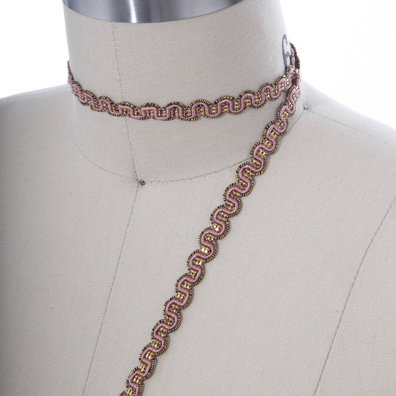 Gimp Trim Mauve Pink Gold French Braid