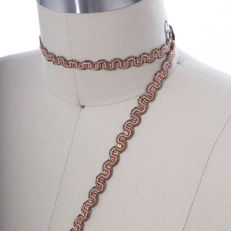 Gimp Trim Mauve Pink Gold French Braid