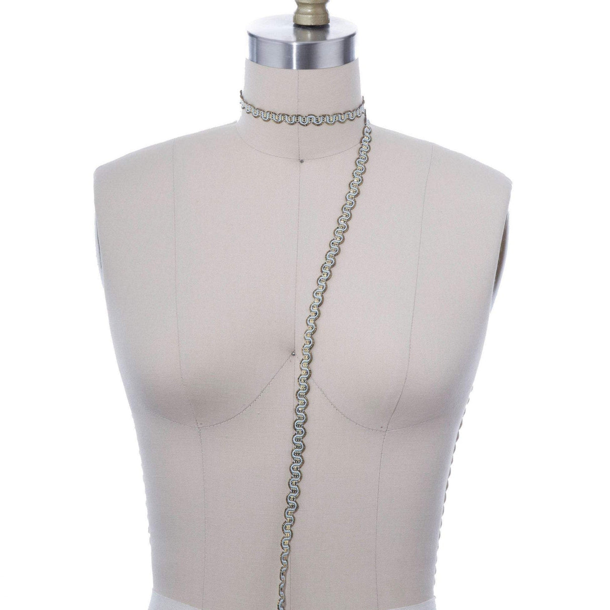 Gimp Trim Baby Blue Antique Gold 3/8"