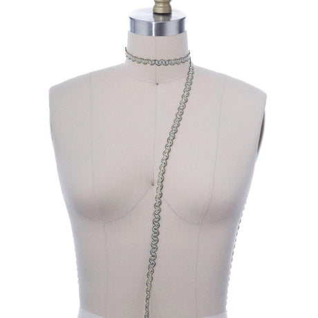 Gimp Trim Baby Blue Antique Gold 3/8"