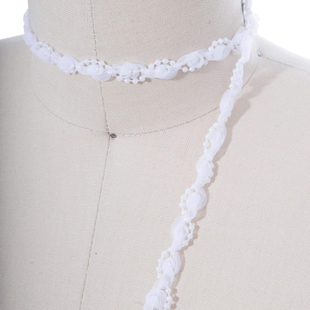 Pearl Chiffon Bridal Trim White Black 2 Yards