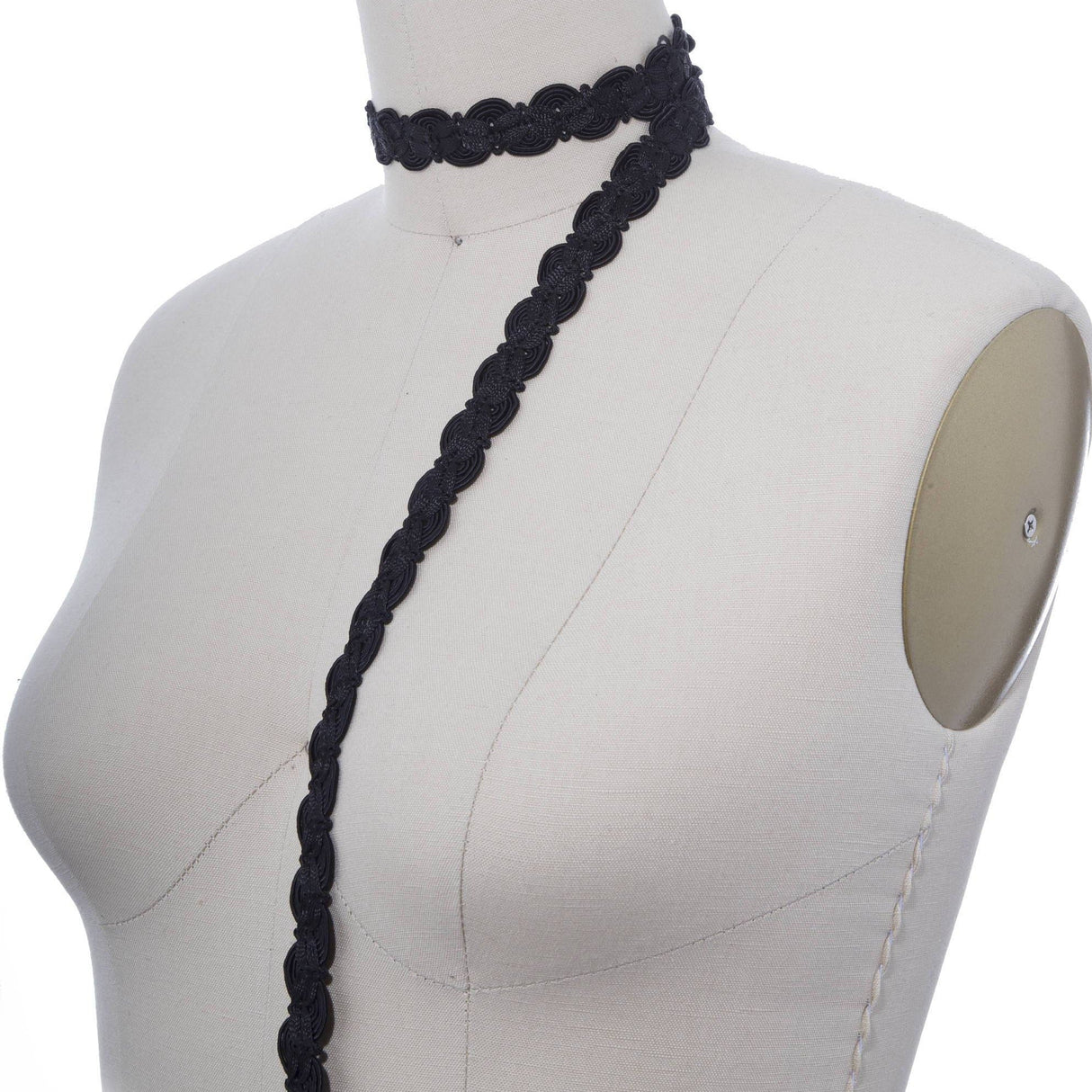 Braided Gimp Trim Black 3/4"