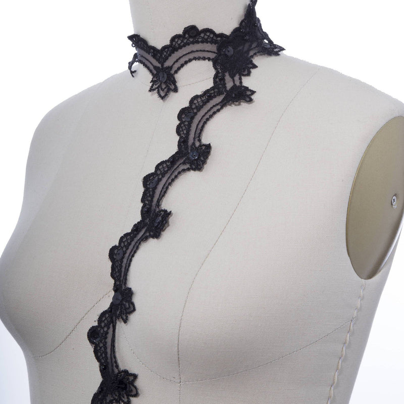 Beaded Lace Trim Black 1 Inch