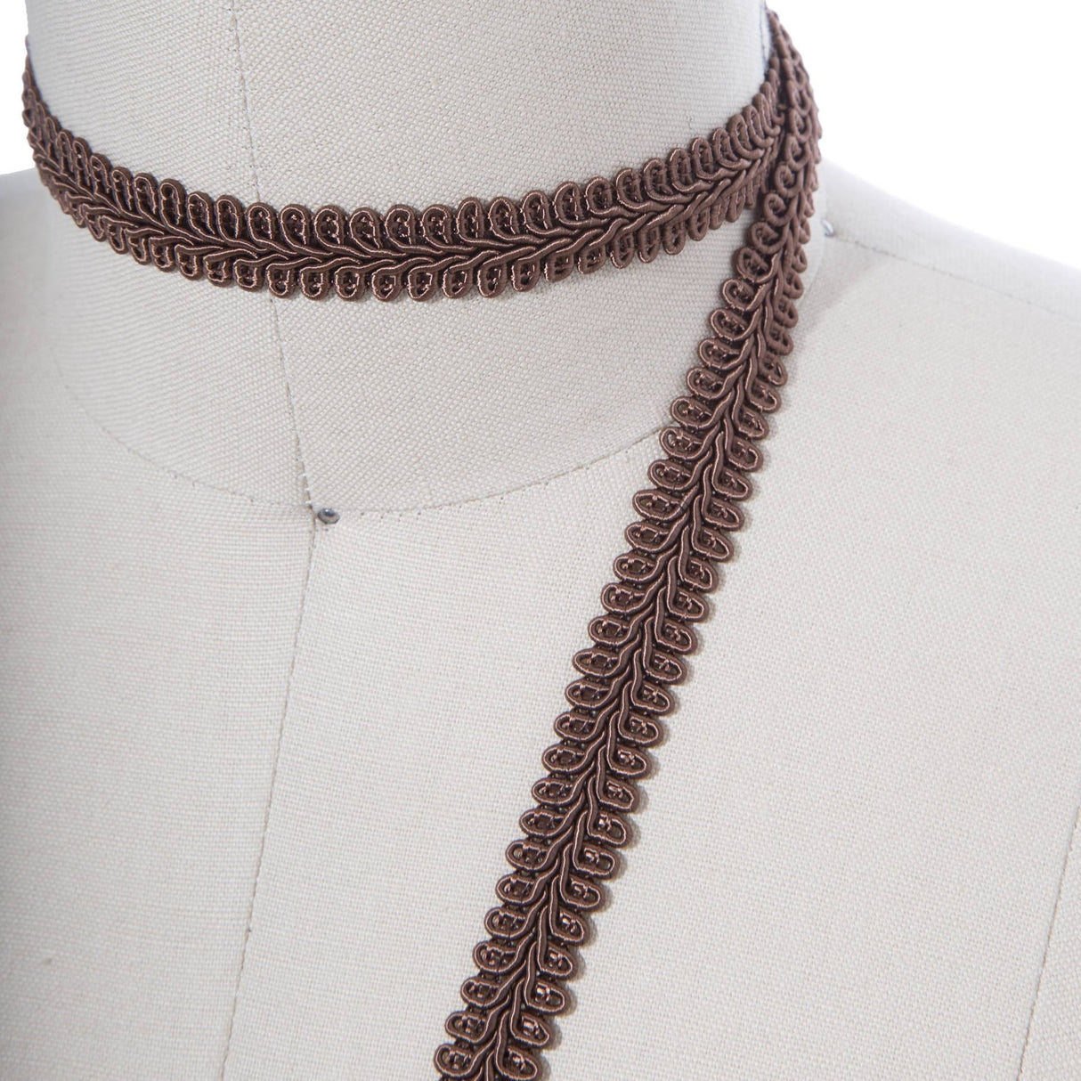 Braided Gimp Trim Tawny Brown 5/8"