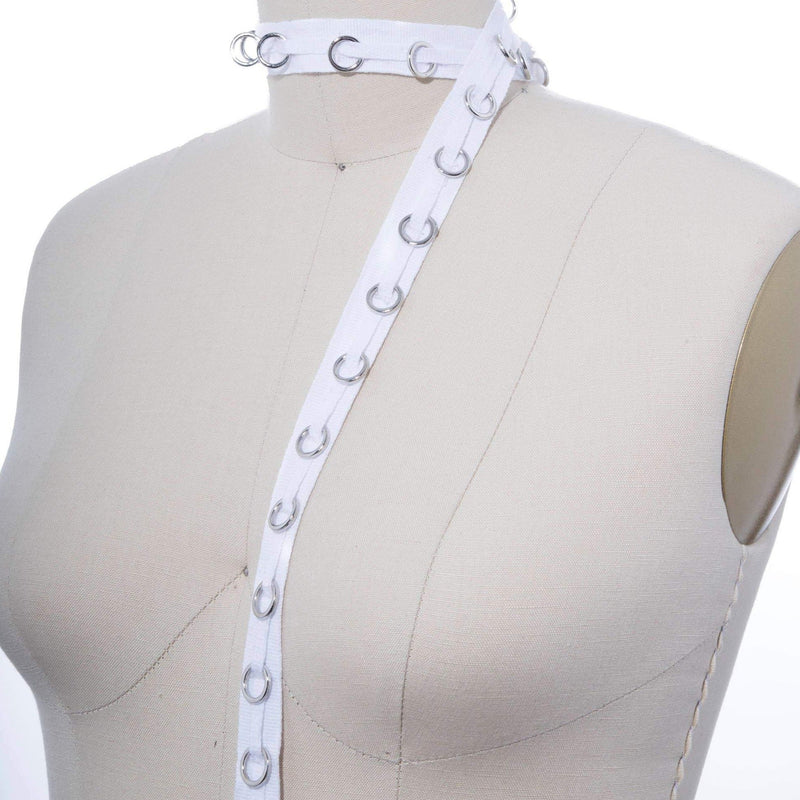 Eyelet Tape Trim Cotton Silver Rings