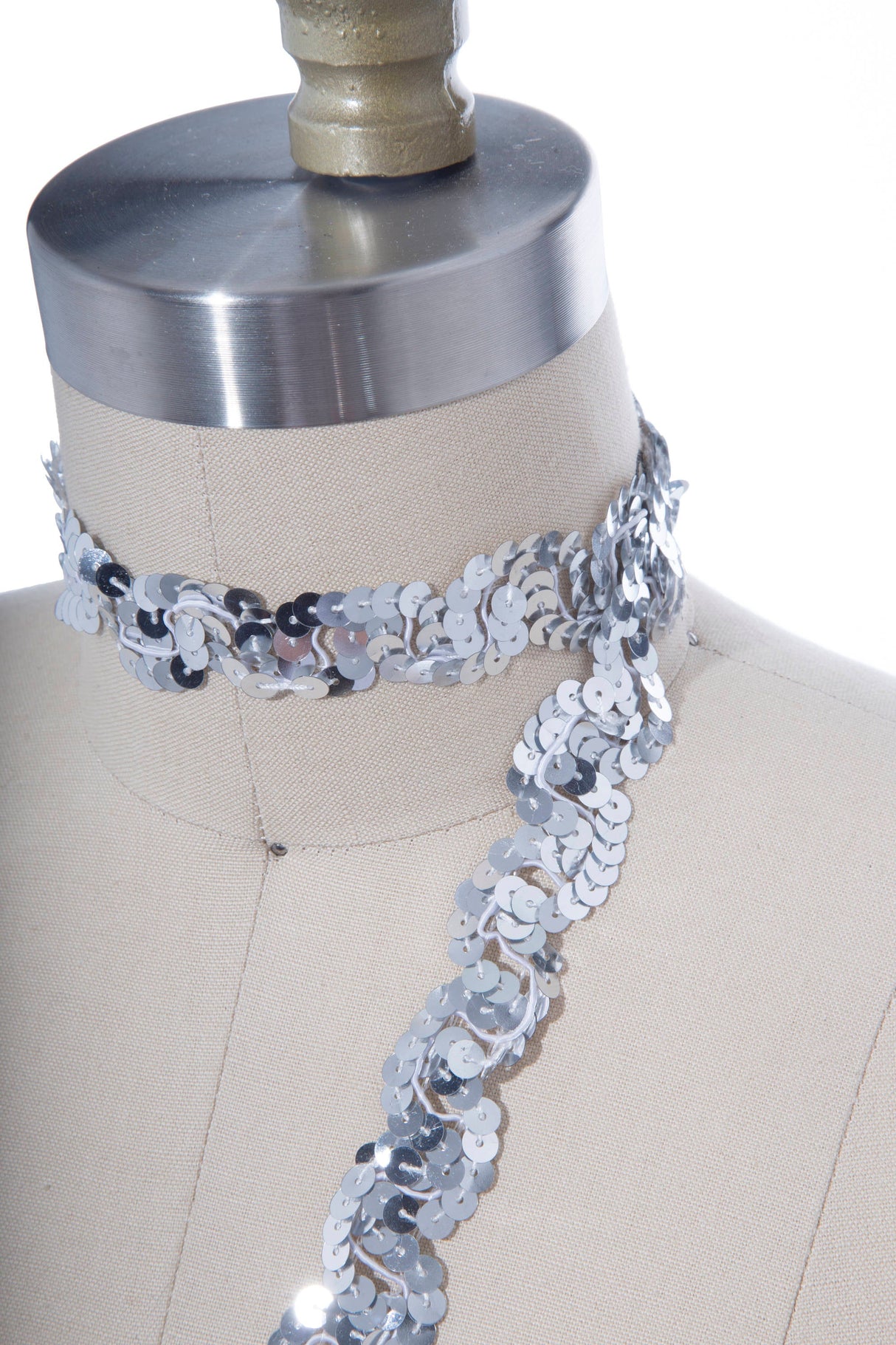 Sequin Trim Silver 1 Inch