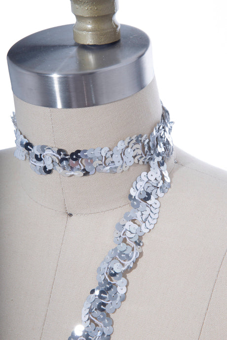 Sequin Trim Silver 1 Inch