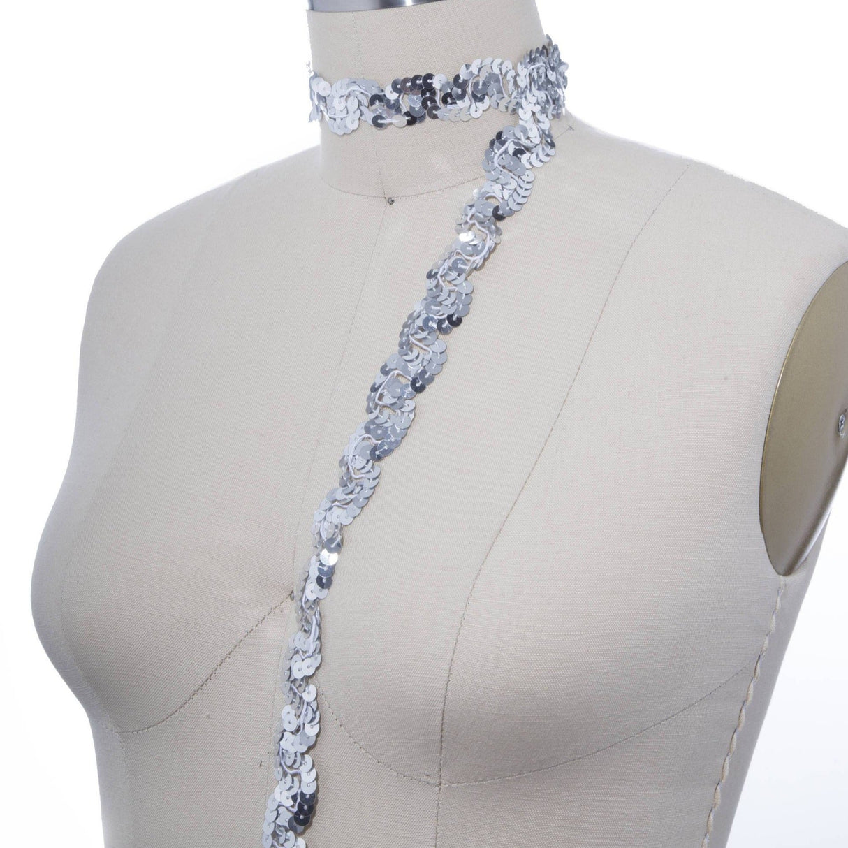 Sequin Trim Silver 1 Inch
