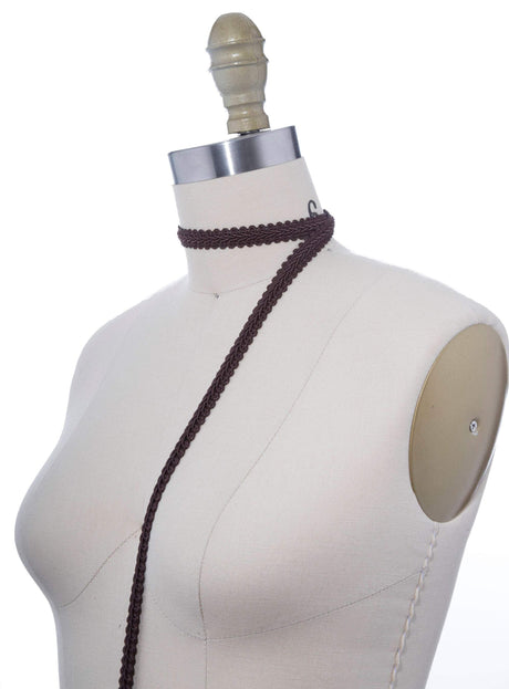 Braided Gimp Trim Chocolate Brown 5/8"
