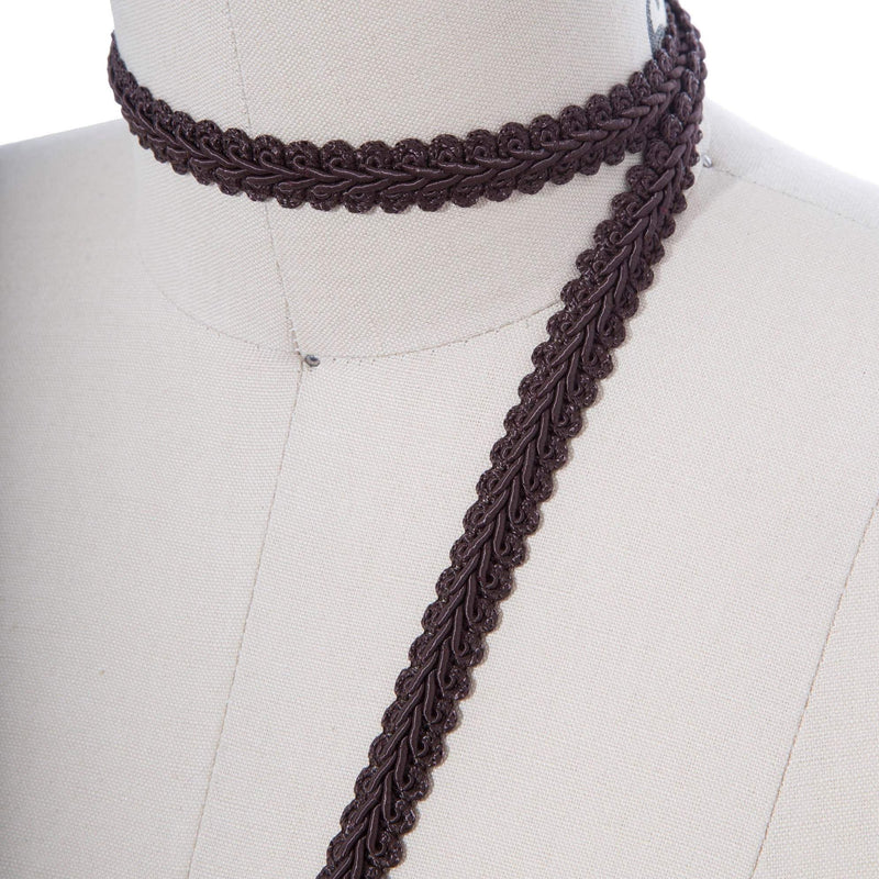 Braided Gimp Trim Chocolate Brown 5/8"